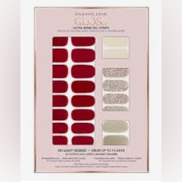Dashing Diva Other - NEW Dashing Diva Gloss Ultra Shine Gel Nail Strips Red Gold Glitter Cream 000626